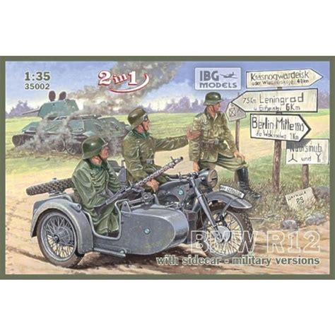 Maquette Ibg Bmw R12 Avec Side Car Version Militaire 2 En 1