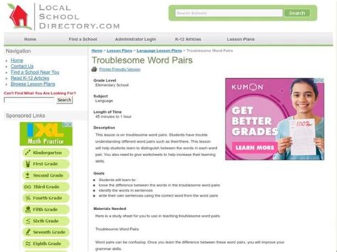 Troublesome Word Pairs Lesson Plan For 2nd 4th Grade Lesson Planet