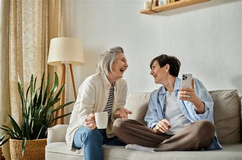 Loving Lesbian Couple Laughing Together On Stock Photo Image Of Lesbian Happy