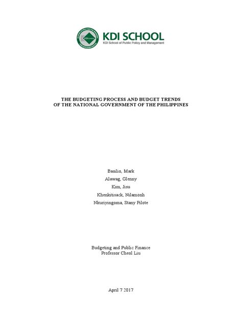 The Budgeting Process and Budget Trends in The National Government of ...