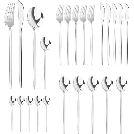 24 Stück Edelstahl Besteck Set 6 Personen Besteckset Cutlery