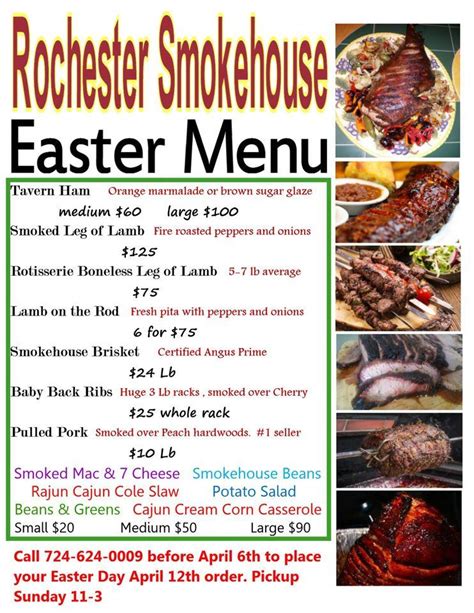 Menu at Rochester Smokehouse & BBQ, Rochester, 419 Adams St