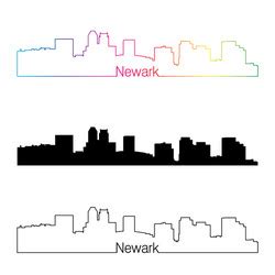 Newark skyline monochrome silhouette Royalty Free Vector