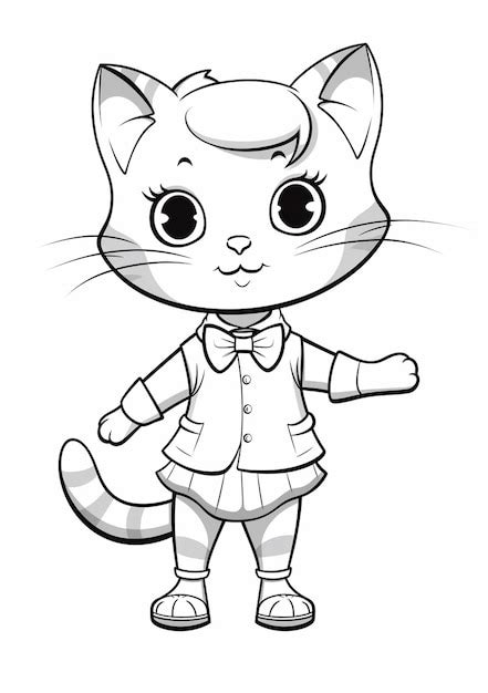 Premium Photo Coloring Pages Of A Cat With A Bow Tie And A Suit