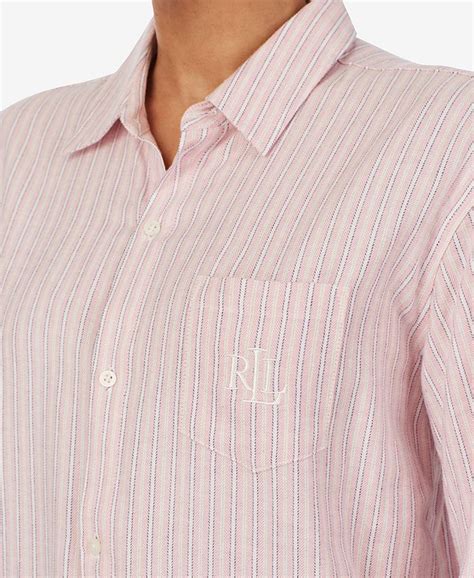 Lauren Ralph Lauren Brushed Twill Striped Notch Collar Pajamas Set Macys