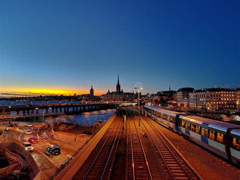 Sunset in Stockholm stock image. Image of bridge, water - 131392667