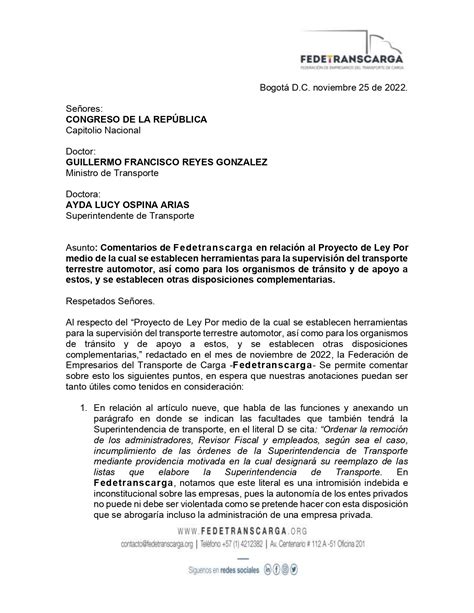 FEDETRANSCARGA on Twitter Comentarios de Fedetranscarga en relación