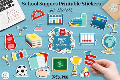 School supplies stickers bundle. 90 School stickers.