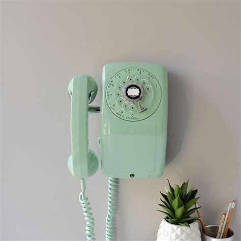 Mint Green Rotary Dial Side Hook Wall Phone By Automatic Electric