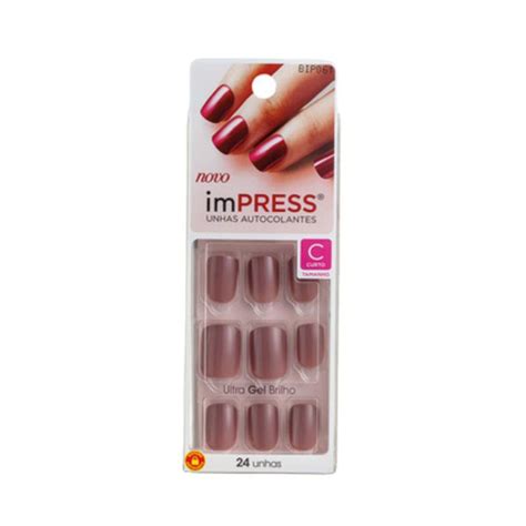 Unhas Posti As Autocolantes Impress Curta Summer Nude Bip Br Kiss Ny Kiss New York Unha