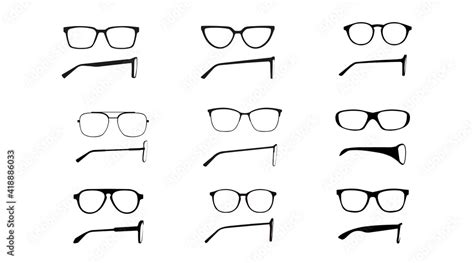 Vector isolated Illustration of a Glasses Frame Set. Set of Black ...