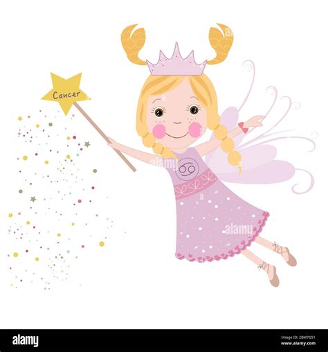 Cancer zodiac sign astrological Cute fairytale vector Stock Vector ...