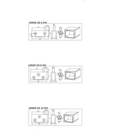 Set de 2 charnières pince pivot en inox pour porte de vitrine en ve