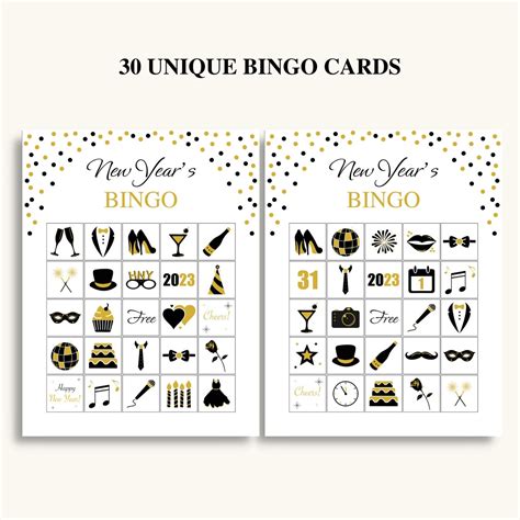 30 Printable New Years Bingo Cards New Years Eve Games New Years Bingo