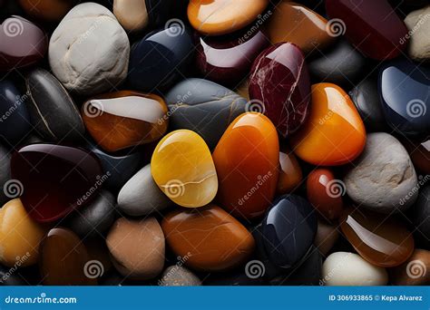 rainbow pebble palette rounded shiny stones stock illustration