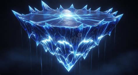 glowing ice shard floating abstract concept art stock illustration