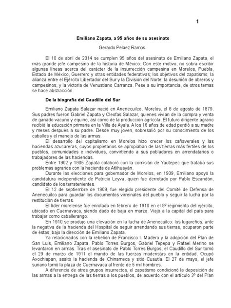 Emiliano Zapata A 95 Años De Su Asesinato Gerardo Peláez Ramos 2014