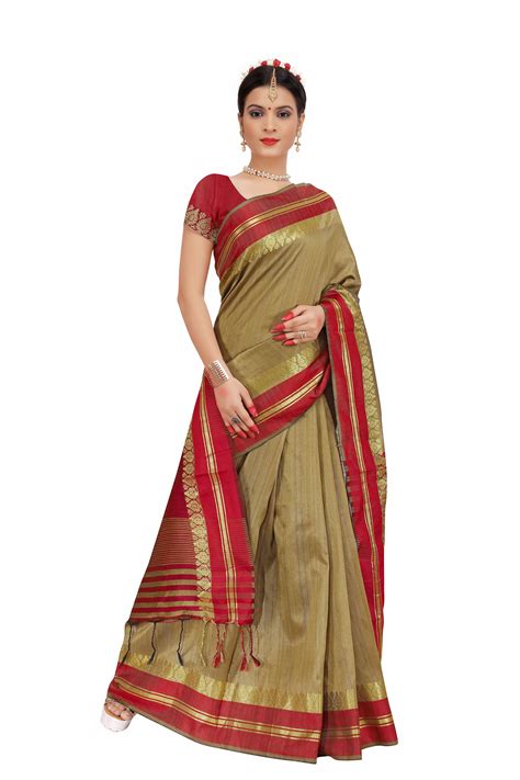 Just Fashion Red And Beige Bhagalpuri Silk Saree Buy Just Fashion Red