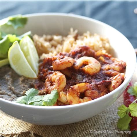 Shrimp Diablo With Mexican Rice And Homemade Refried Beans Taste