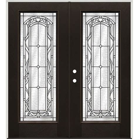 Cheap Full Lite Finished Fiberglass Prehung Double Door Unit 292