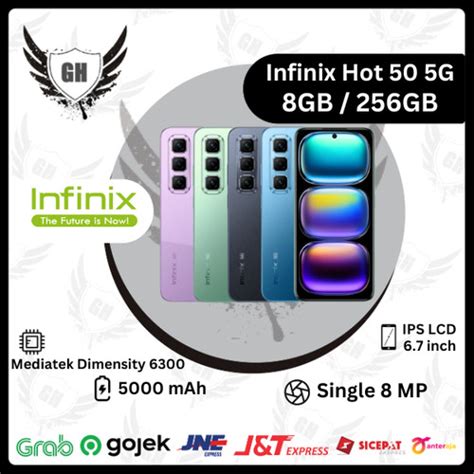Promo Infinix HOT 50 5G Smartphone 8GB 256GB Smartphone Garansi Resmi Sage Green Cicil