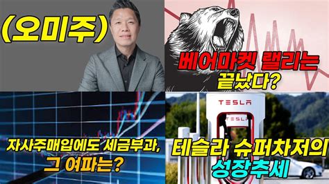 오늘의 미국주식뉴스 이번에도 베어마켓 랠리 테슬라 슈퍼차저 성장추세 애플이 계속 상승할 수 있는 이유 자사주