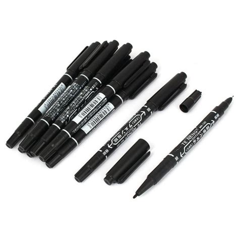 10pcs Double Marker Black Ink Waterproof Marking Pen For Students