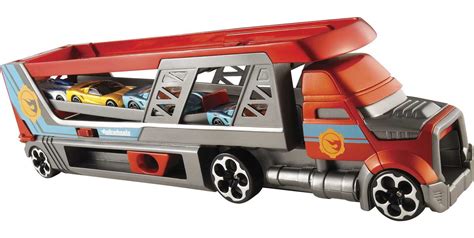 Hot Wheels Blastin Rig Hauler With 3 1 64 Scale Toy Cars Transporter Playset Storage Walmart