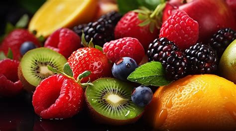 Premium AI Image | closeup of fresh fruits fresh fruit