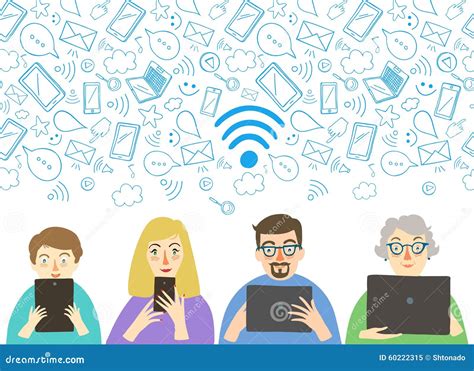 Wi Fi Poster With Peole Stock Illustration Illustration Of Network