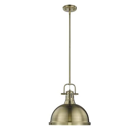 Golden Lighting Duncan Ab Light Aged Brass Pendant With Aged Brass