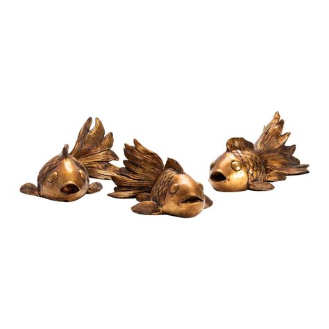 Set Of 3 Gold Koi Statues 12w X 5d X 7h Steinhafels