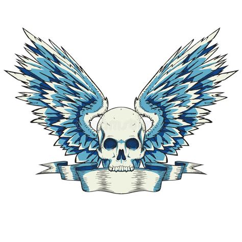 Art Skull Wings Sword Tattoo Stock Illustration Illustration Of