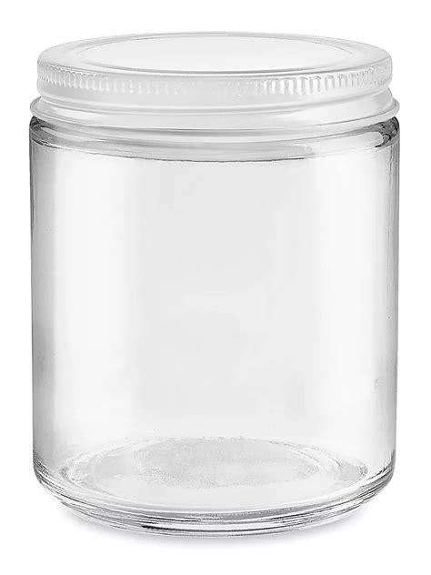 Clear Straight Sided Glass Jars 8 Oz White Metal Cap S 17983m W Uline