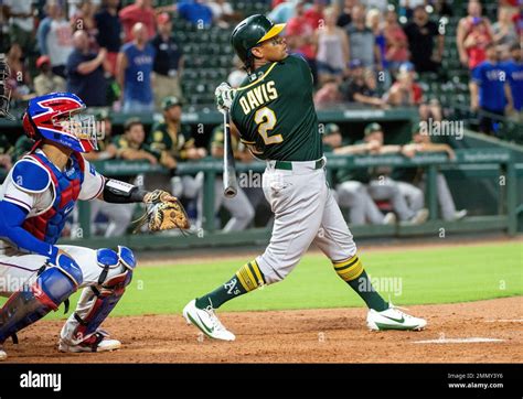 Oakland Athletics Khris Davis And Texas Rangers Catcher Robinson