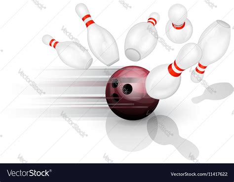 Bowling Ball Crashing Into The Pins Royalty Free Vector