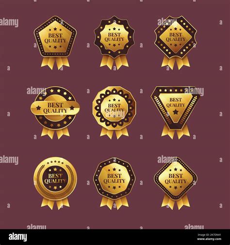 Golden Crown Highest Quality Labels Collection Icons Satisfaction