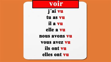 conjugaison le verbe voir au passé composé