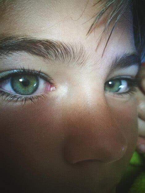 Premium Photo Close Up Portrait Of Boy With Green Eyes