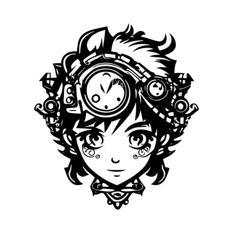 Premium Vector Anime Kawaii Steampunk Logo Illustration