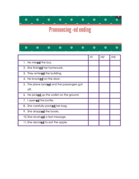 Ed Pronunciation Activity Live Worksheets