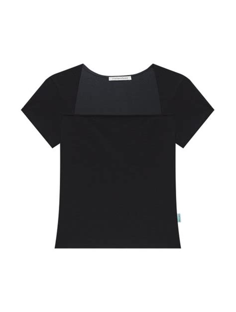 MUSINSA INSTANTFUNK Square Neck Basic T Shirt Black