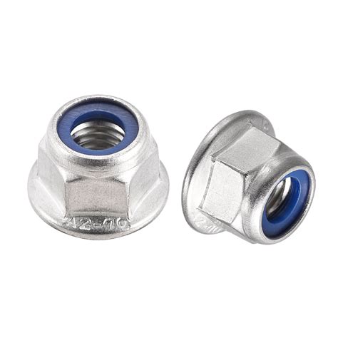 Uxcell M8 Nylon Insert Hex Lock Nuts With Flange 304 Stainless Steel