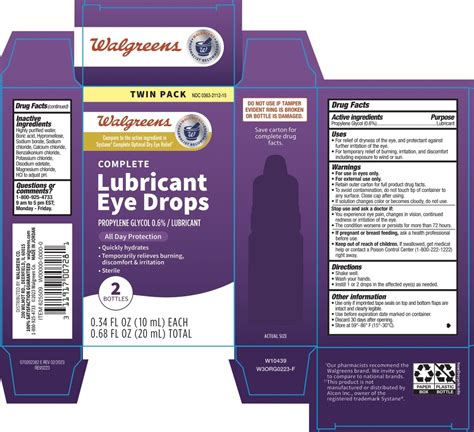 Dailymed Walgreens Lubricant Eye Drops Propylene Glycol Solution Drops