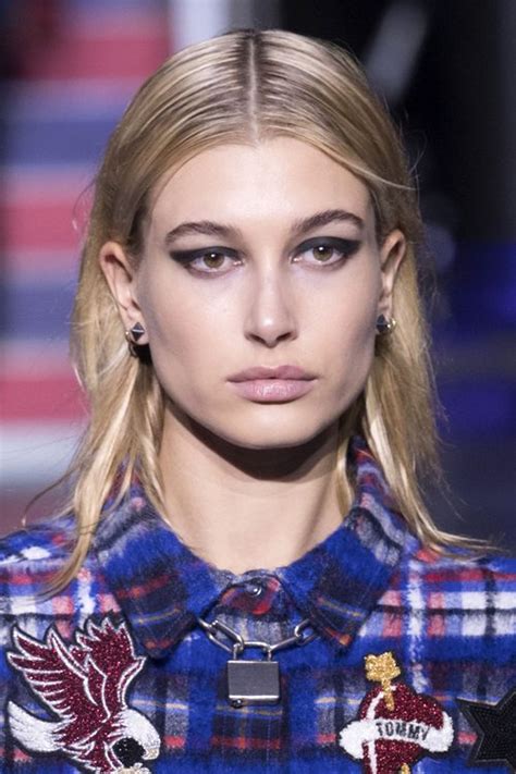 Hailey Baldwin Straight Light Brown All Over Highlights Angled