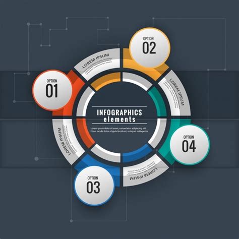 Free Vector Four Options For Infographics On A Circular Composition