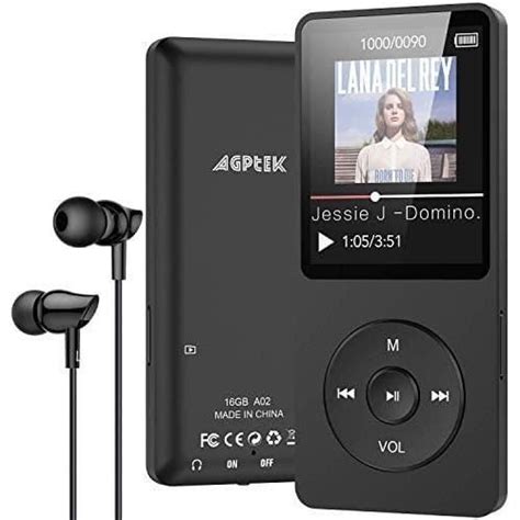 AGPTEK 16Go Mp3 Classique Ultra Longue Autonomie jusqu à 70 Heures de