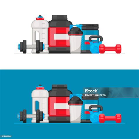 Vector Bodybuilding Or Gym Supplements In A Flat Style Stock Illustration Download Image Now