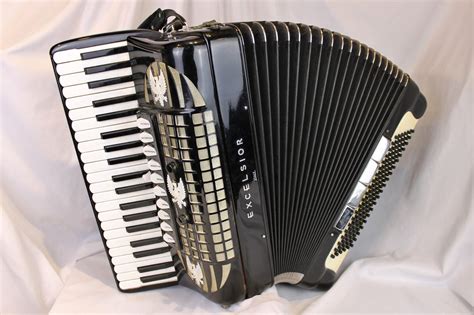 4635 Black Excelsior White Eagle Piano Accordion LMMH 41 120