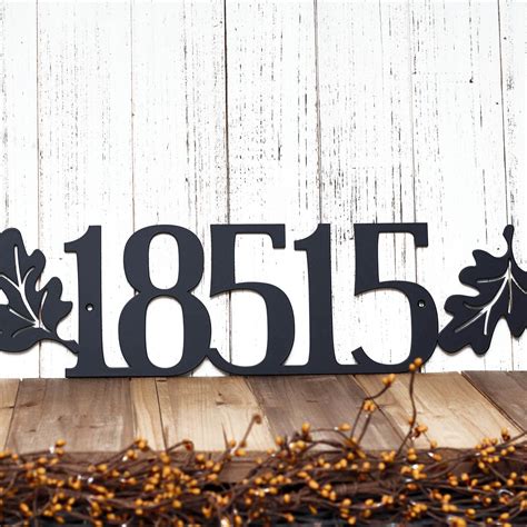 Buy Handmade Custom Outdoor House Number Metal Sign With Oak Leaves